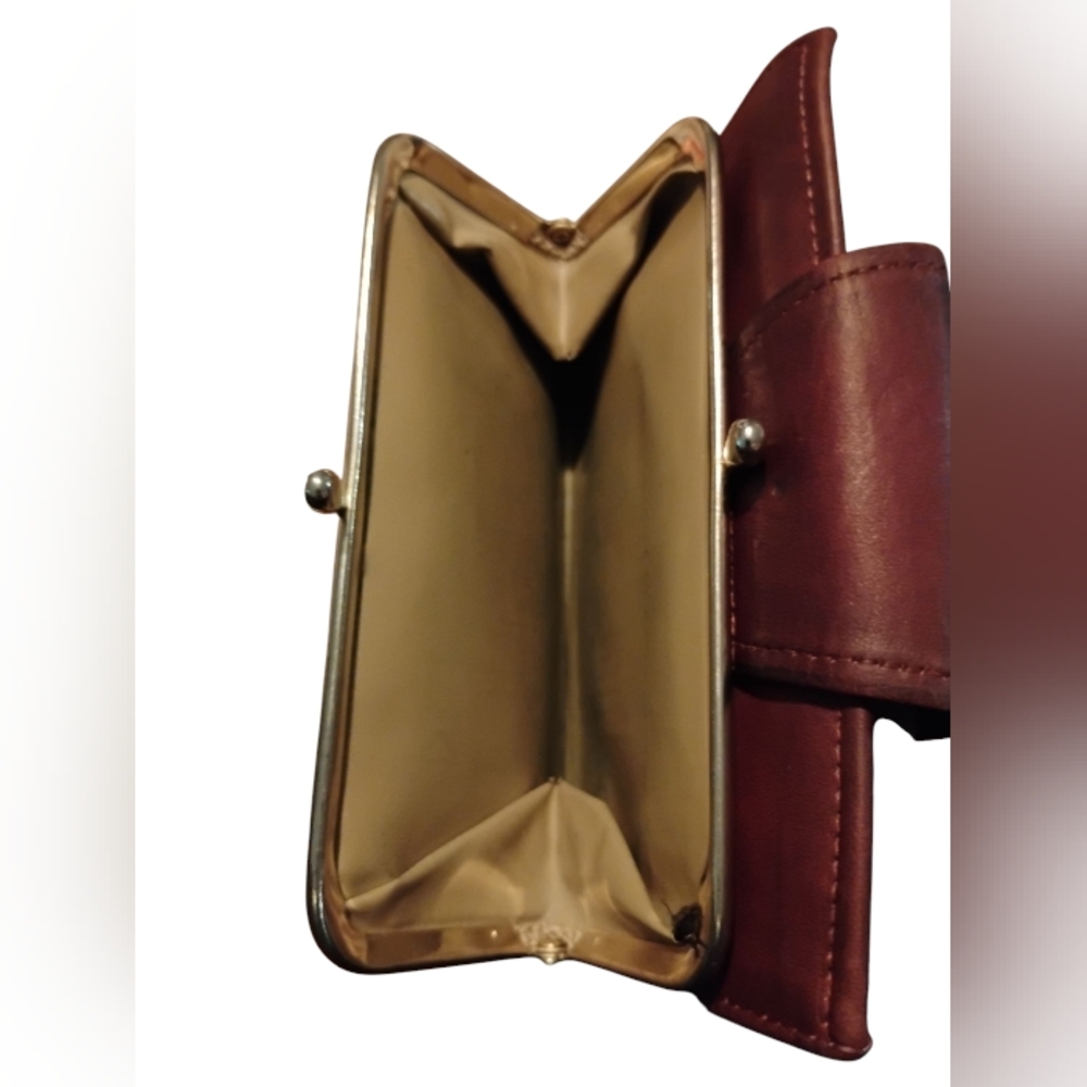 vintage Rolfs Brown Leather Wallet With Kisslock - Picture 10 of 11